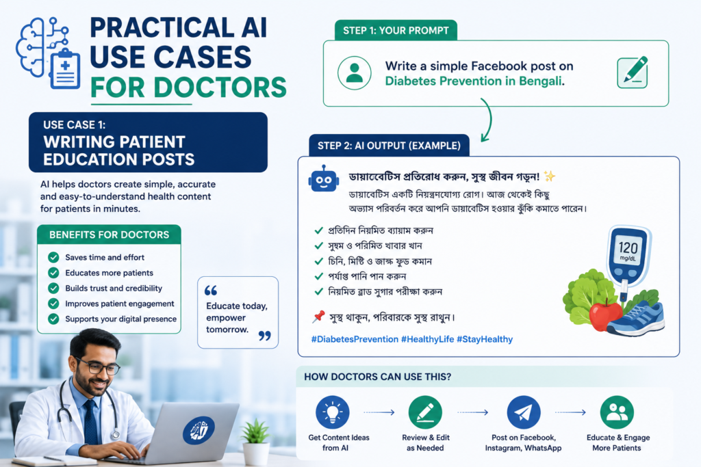 Practical AI Use Cases for Doctors

Use Case 1: Writing Patient Education Posts